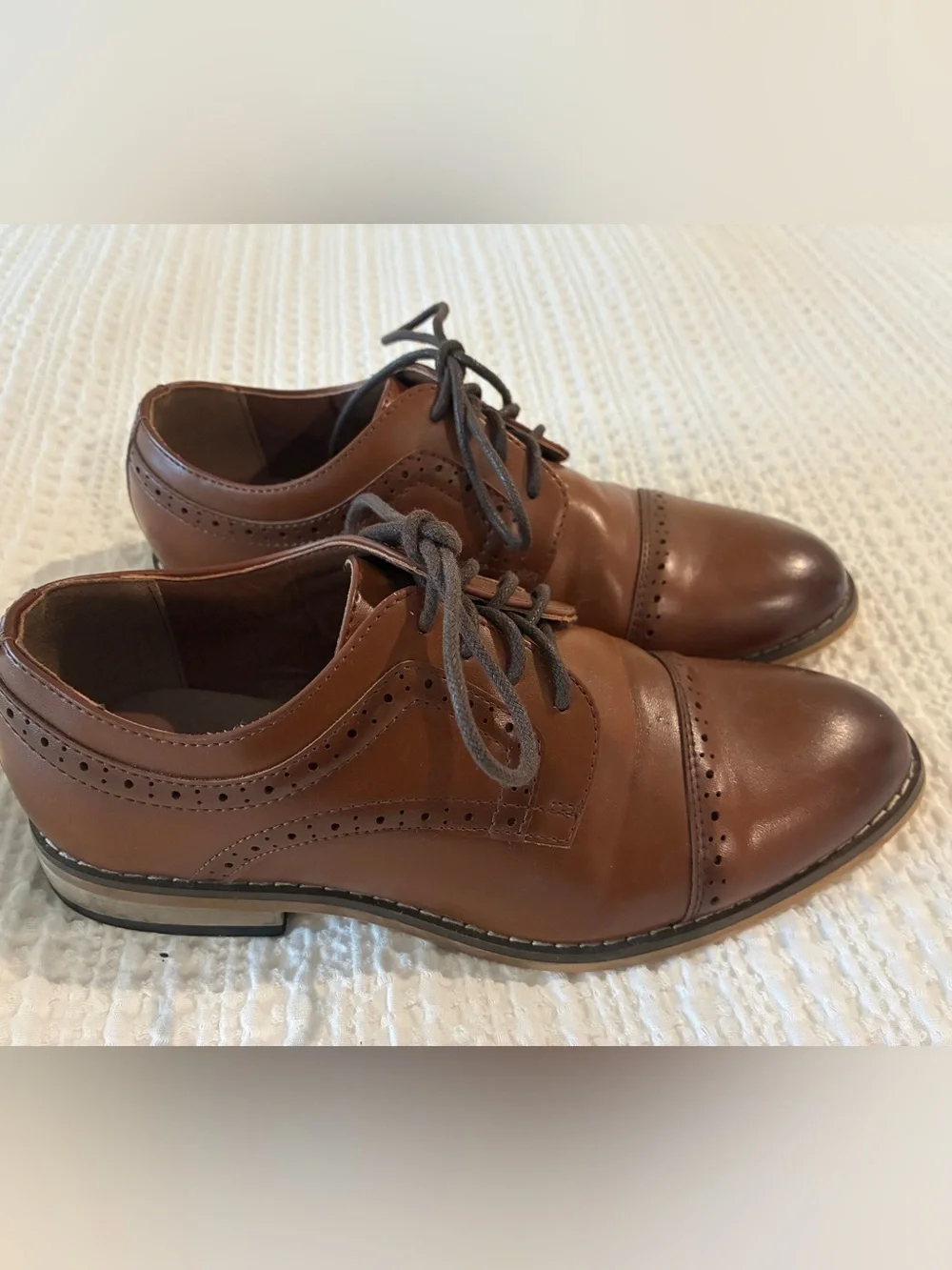 Boy’s Brown Cap-Toe Dress Oxfords